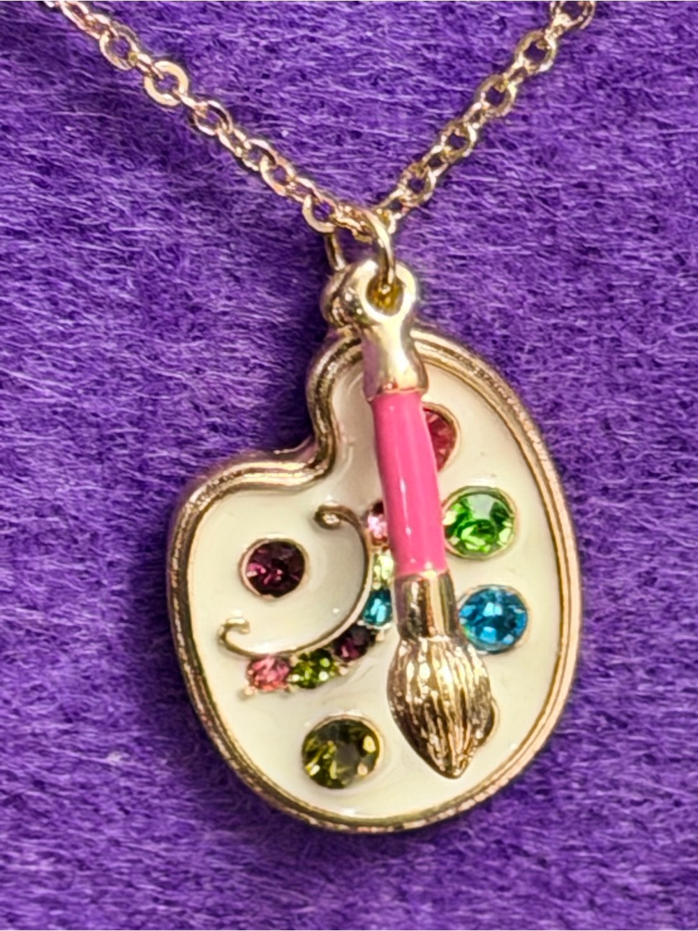 Unique Swarovski Crystal Artist Paint Palette Painted Enamel Necklace lots color